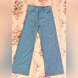 H&M Bright Blue Women High Waist Wide Leg Jeans